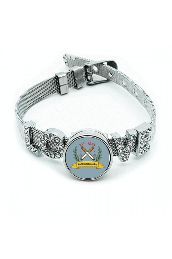 Logo World No Tobacoo Day Bracelet Wristband Crystal Love Adjustable Bangle
