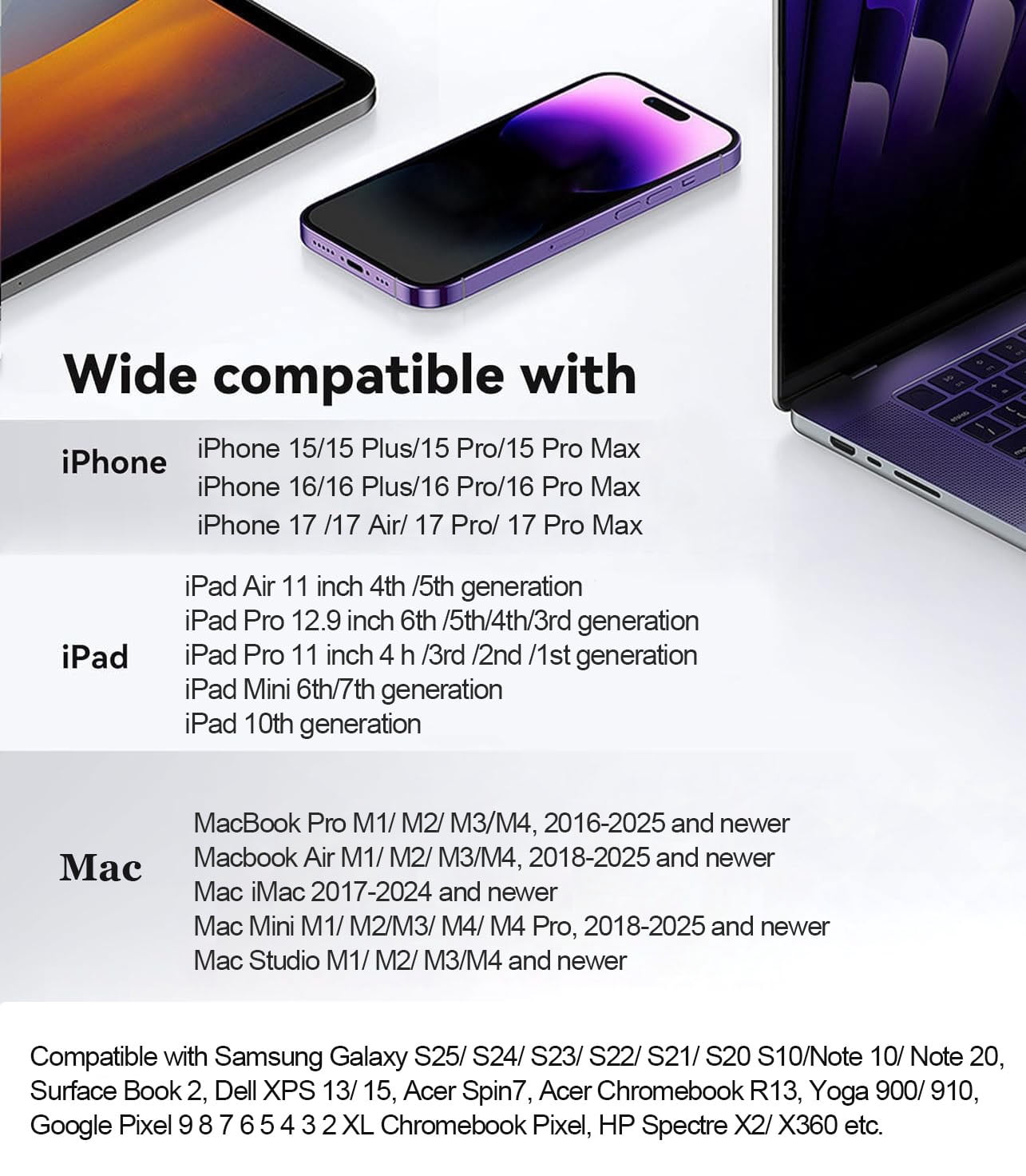 Apple USB-C to HDMI Adapter 4K@60Hz for iPhone 15 16 17 MacBook Pro Air iPad Pro, MFi Certified Type-C Digital AV HDMI 2.0 Cord Compatible with Samsung Galaxy S25, Nintendo Switch, Pixelbook, XPS