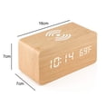 thumbnail image 4 of Wooden Alarm Clock with Qi Wireless Charging Pad Compatible with iPhone Samsung Wood LED Digital Clock Sound Control Function, Time Date, Temperature Display for Bedroom Office Home, 4 of 8