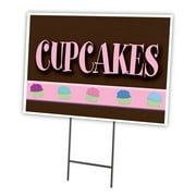 CUPCAKES 18"x24" Yard Sign & Stake | Advertise Your Business | Stake Included Double Sided Image | Made in The USA