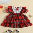 thumbnail image 4 of 6 m-4 A Noël Tout-Petits Bébés Filles Robe Rouge à Carreaux Nœud Volant Robes de Fête Robe de Fête Rouge Rouge 2-3 Ans, 4 of 7
