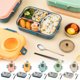 thumbnail image 1 of Fiambrera Bento de acero inoxidable - Recipiente apilable de 1400 ml con 4 compartimentos, tapa impermeable y cuchara/palillos, 1 of 4
