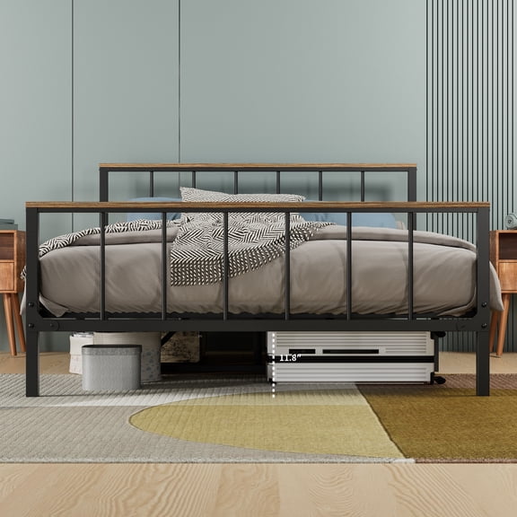 Full Metal Platform Bed Frame with Headboard and Footboard Sturdy Metal – Storage, for Bedroom – Weight: 660 lbs
