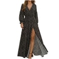 thumbnail image 2 of Ynynloco Women's Spring Summer Boho Long Sleeve Maxi Dress Floral V Neck Long Sleeve Wedding Guest Party Casual Chiffon Dress, 2 of 5