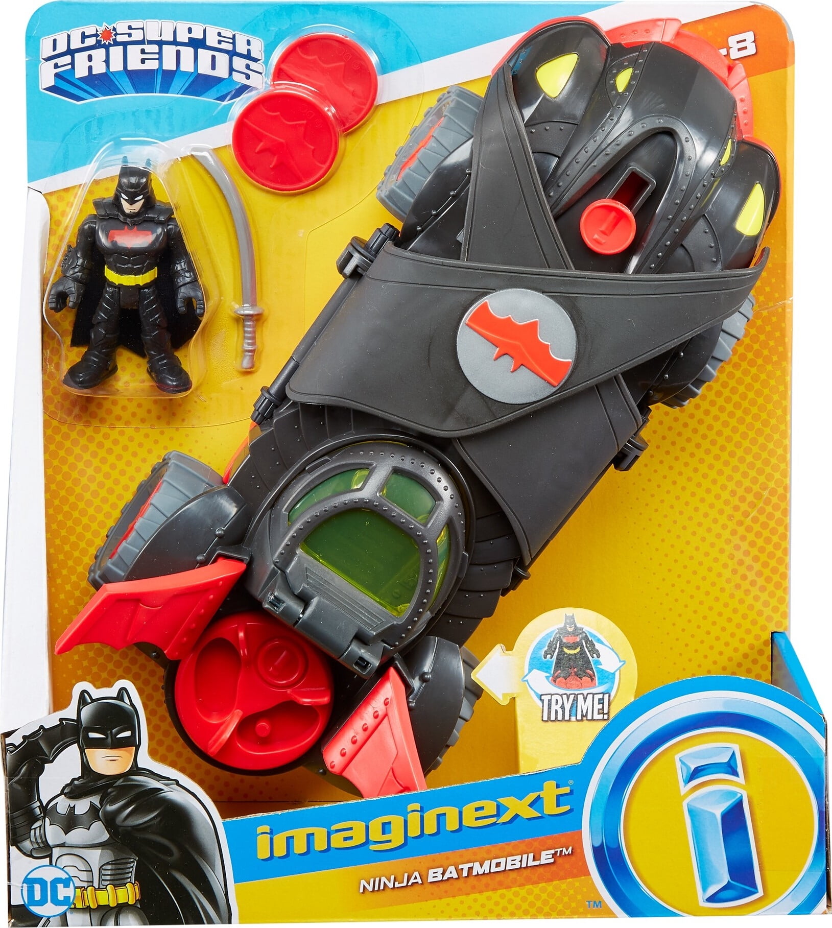 Imaginext Transforming Bat Playset with DC Super Friends Ninja Armor Batmobile Batman Figure Walmart