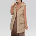 thumbnail image 4 of Baqcunre Puffer Vest Women Ladies Fall And Winter Wear Hooded Zipper Pocket Loose Sleeveless Coat Vest Fleece Jacket Womens Fall Fashion 2023 Khaki XL, 4 of 8