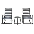 thumbnail image 2 of LAUSAINT HOME Outdoor Conversation Sets, 3-Piece Black Metal Patio Furniture Set with 2 Rocking Chairs, Gray Cushions, 2 of 7