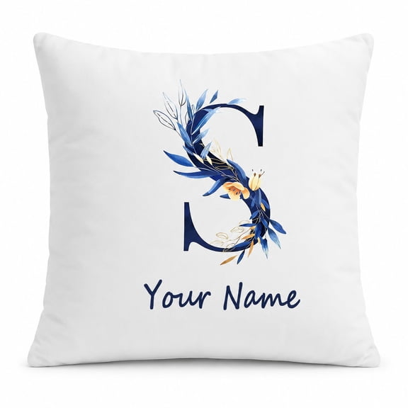 Custom Name Pillow Cover, Pillow Case with Monogram Letter Design, Personalized Gift for Family and Friends, Home Decor 24x24 Inch
