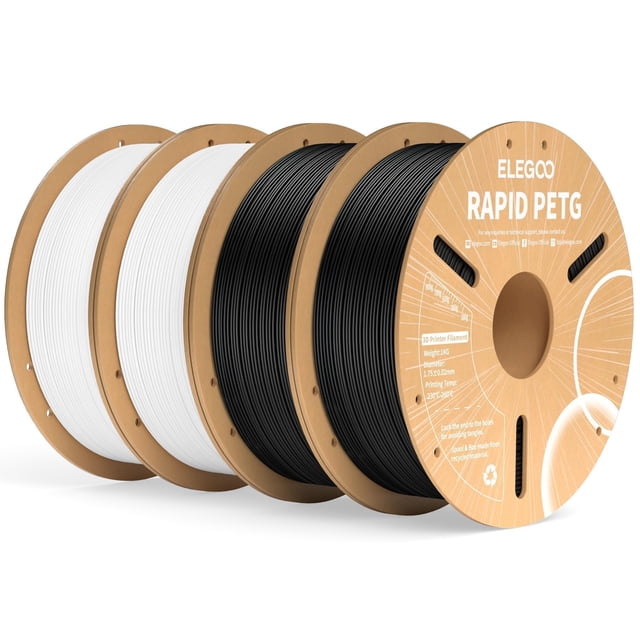 Filamento para impresora 3D ELEGOO Rapid PETG, 1,75 mm, blanco y negro, 4 kg