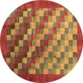 thumbnail image 1 of Ahgly Company Indoor Round Checkered Brown Modern Area Rugs, 3' Round, 1 of 4