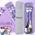 thumbnail image 4 of Adorable Kawaii Kuromi Utensil Set - Stainless Steel Fork and Spoon with Cute Cartoon Kuromi Carrying Case, 4 of 4
