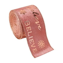 Rose with Gold Wired Ribbon,Rose Gold Burlap Ribbon with Gold Edge,2.4Inch x 79in Use for Christmas Tree, Valentine's Day Wreath