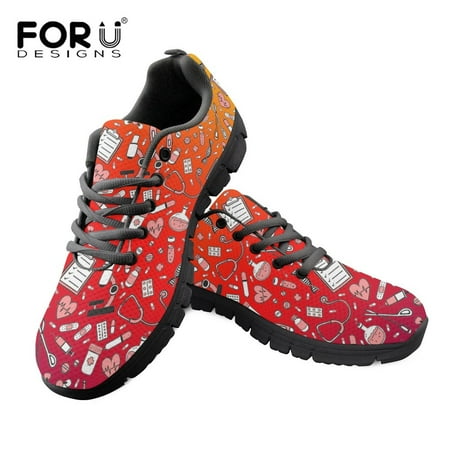 

Ladies Casual Flat Shoes Cartoon Medical Equipment Pattern Breathable Air Mesh Shoes Women Super Light Sneakers New