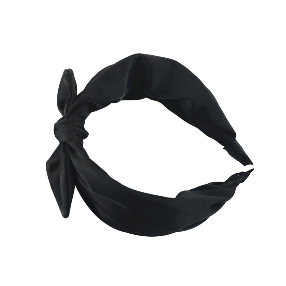 LX_ Women Solid Color Bow-Knot Hair Hoop Hairband Wide Edge Headband Rapture 