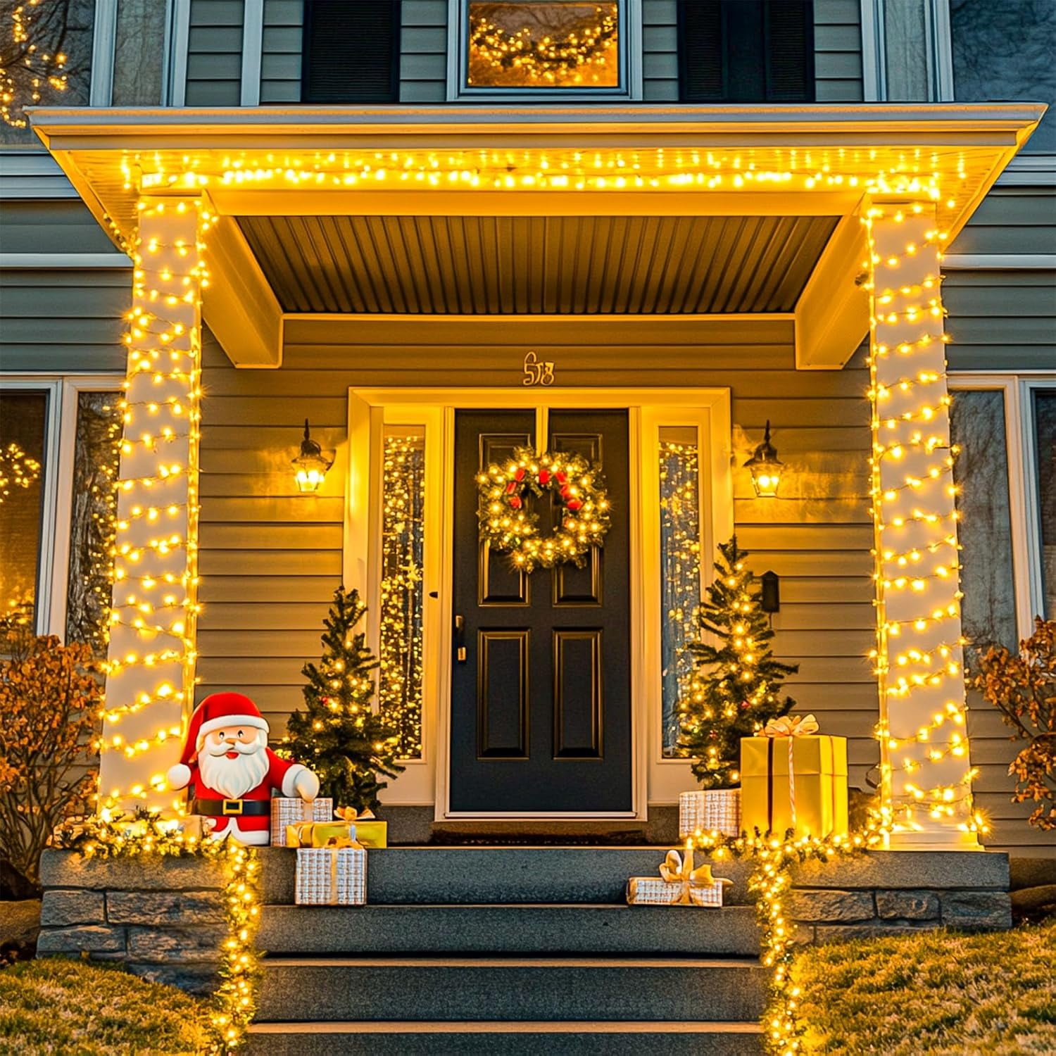 JMEXSUSS 168FT 600 LED Christmas Lights Outdoor Waterproof 8 Modes Indoor Christmas String Lights Warm White Christmas Tree Lights Plug in for Room Bedroom Wedding Party Holiday Decorations.
