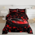 thumbnail image 2 of Castle Fairy Sport Car Twin Comforter Sets,Abstract Geometric Checkered Bedding Set, 2 of 8