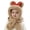 Khaki, variant on Krdevn Mouse Ear Polka Dot Bow Plush Kids Hat Integrated Knotted Scarf Soft Thermal Windproof Winter Cap for Toddler Girls