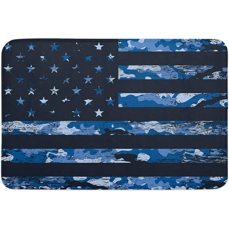 

Independence Day Indoor Door Mat Anti-Skid Memory Foam Floor Mat Absorbent Entrance Rug Easy Clean Washable Doormat for Entryway Patio Front Door Blue Camouflage American Flag 24x16 Inch