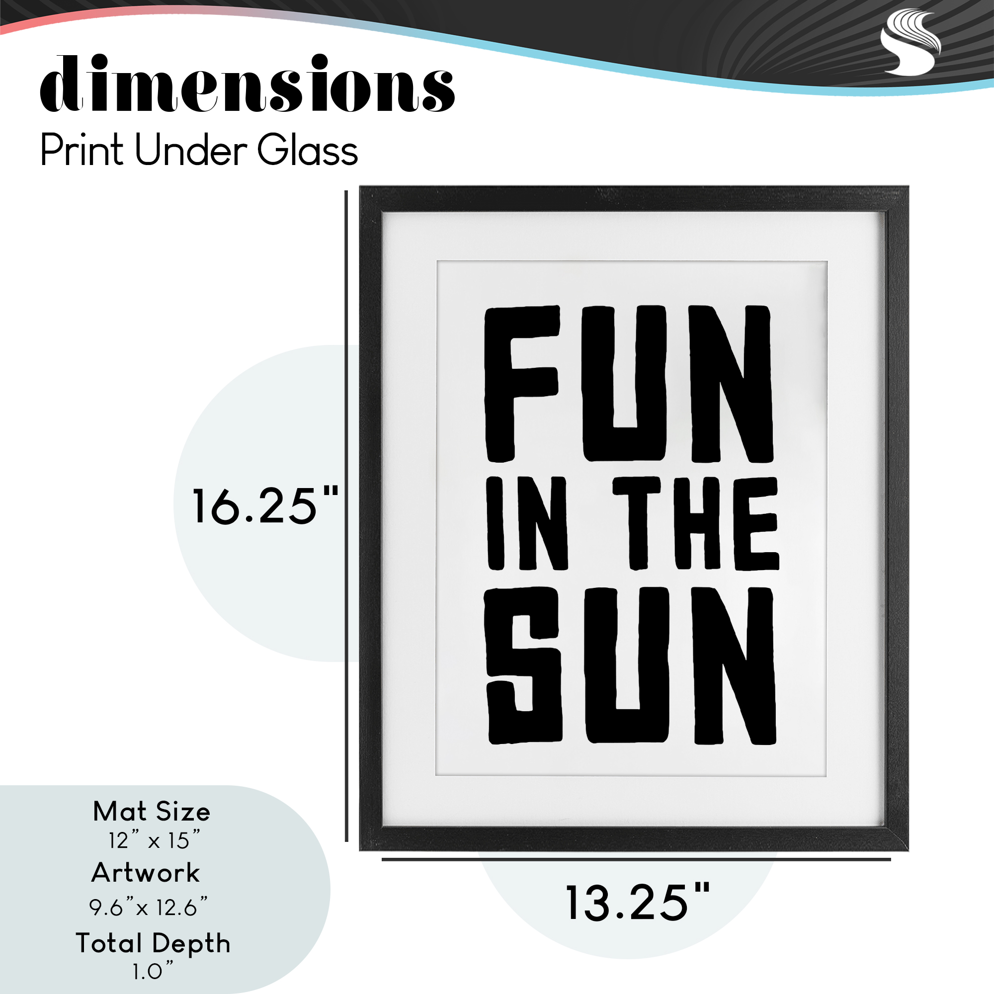 Fun In Sun Simple Sentiment Black Framed Print Under Glass, design by Lettered and Lined
