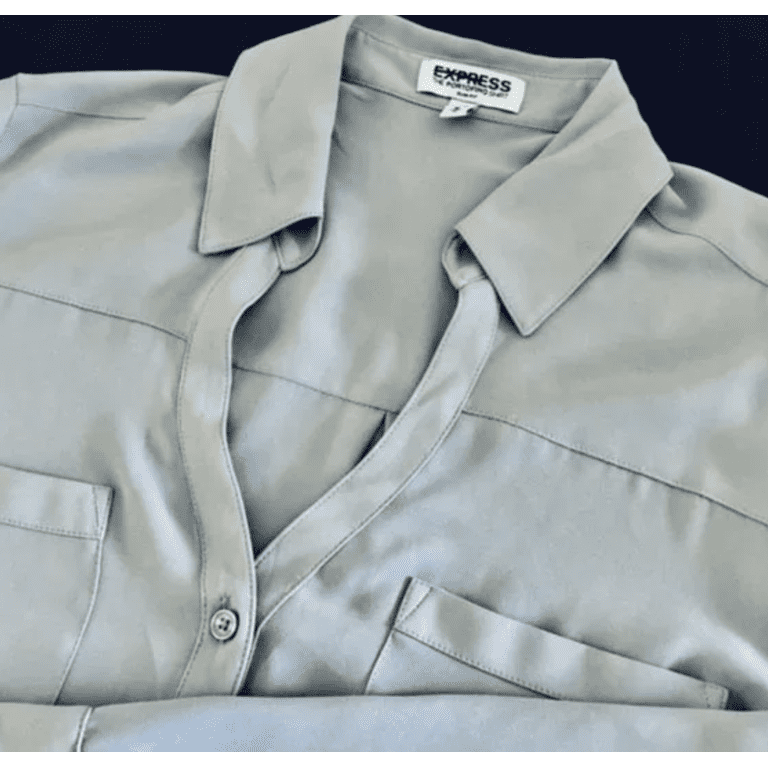 EXPRESS Slim Fit Button-Up Portofino Shirt Blouse Medium - Walmart.com