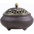 thumbnail image 2 of Ceramic Censer Incense Burner Incense Holder Round Chinese Porcelain Incense Bowl With Fireproof Mat And Metal Lid Home Decor Gifts, 2 of 5