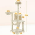 thumbnail image 2 of RONG-3 Sturdy Cat Tree Tower Cozy Kitten Condo Durable Scratching Post with Soft Hammock Basket 54in Indoor Safe Interactive Pet Play Spot,Beige, 2 of 10