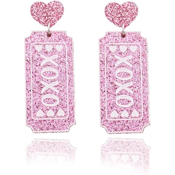 Valentine's Day Earrings Xoxo Love Heart Sparkle Acrylic Stud Earrings Fashion Jewelry Gift
