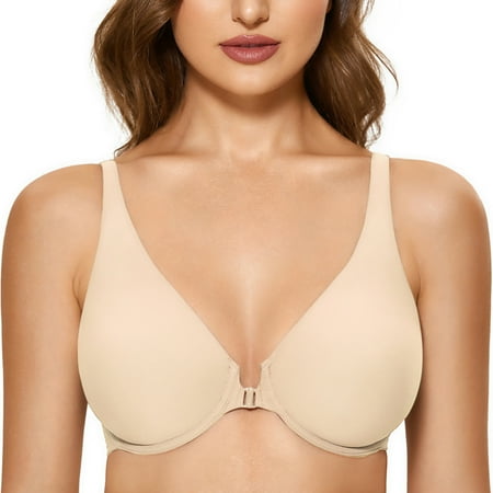 

DELIMIRA Women s Front Closure Seamless Full Coverage Underwire Unlined Bra