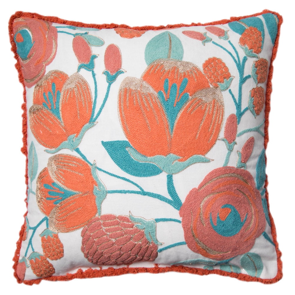 Better Homes and Gardens Blush Bloom Accent Pillow, Blush, 18" x 18