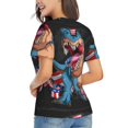 thumbnail image 3 of Vsdgher Blue Dinosaur Women Shirts V Neck Short Sleeve Tops T-Shirt Basic Tees, S to 3XLXX-Large, 3 of 5