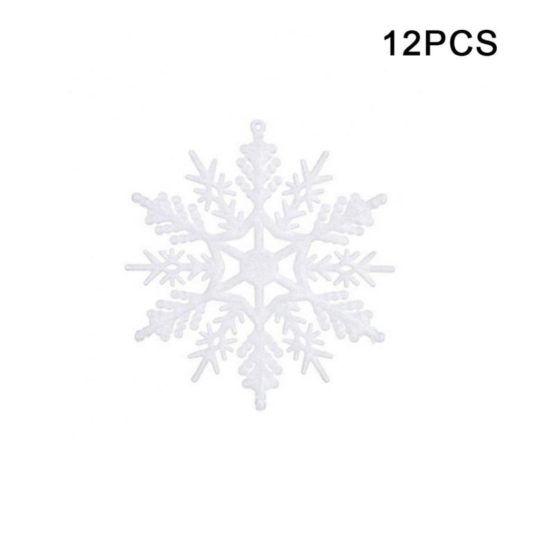 12pcs Snowflake Ornaments Plastic Glitter Snow Flakes Ornaments for Winter  Christmas Tree Decorations Craft Snowflakes, Blue 
