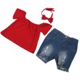 thumbnail image 1 of Trajes de verano para niña, 3 piezas de ropa de verano para niña y bebé, trajes vaqueros para niña construidos para precisión, 1 of 8