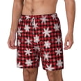 thumbnail image 2 of Uemuo Snowflake red plaid Pattern Mens Swim Trunks Quick Dry Board Shorts with Mesh Lining, Stretch Beach Shorts Quick Dry No-Chafing Board Shorts-3X-Large, 2 of 9