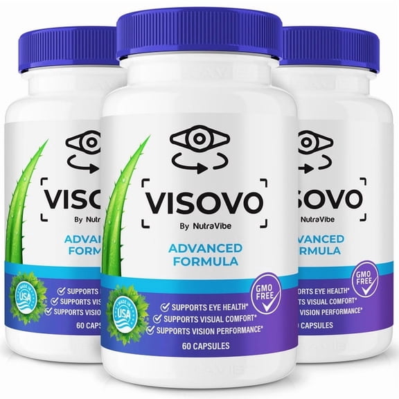 (3 Pack) Visovo Capsules – Daily Eye Care with Original Blend to Support Visual Wellness, Eye Comfort & Vision | Just 2 Gentle, Easy-to-Swallow Pills (180 Capsules)