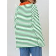 thumbnail image 7 of Rdhnmea Women Long Sleeve T-Shirts Stripe Turn-Down Collar V-Neck Shirts, 7 of 7