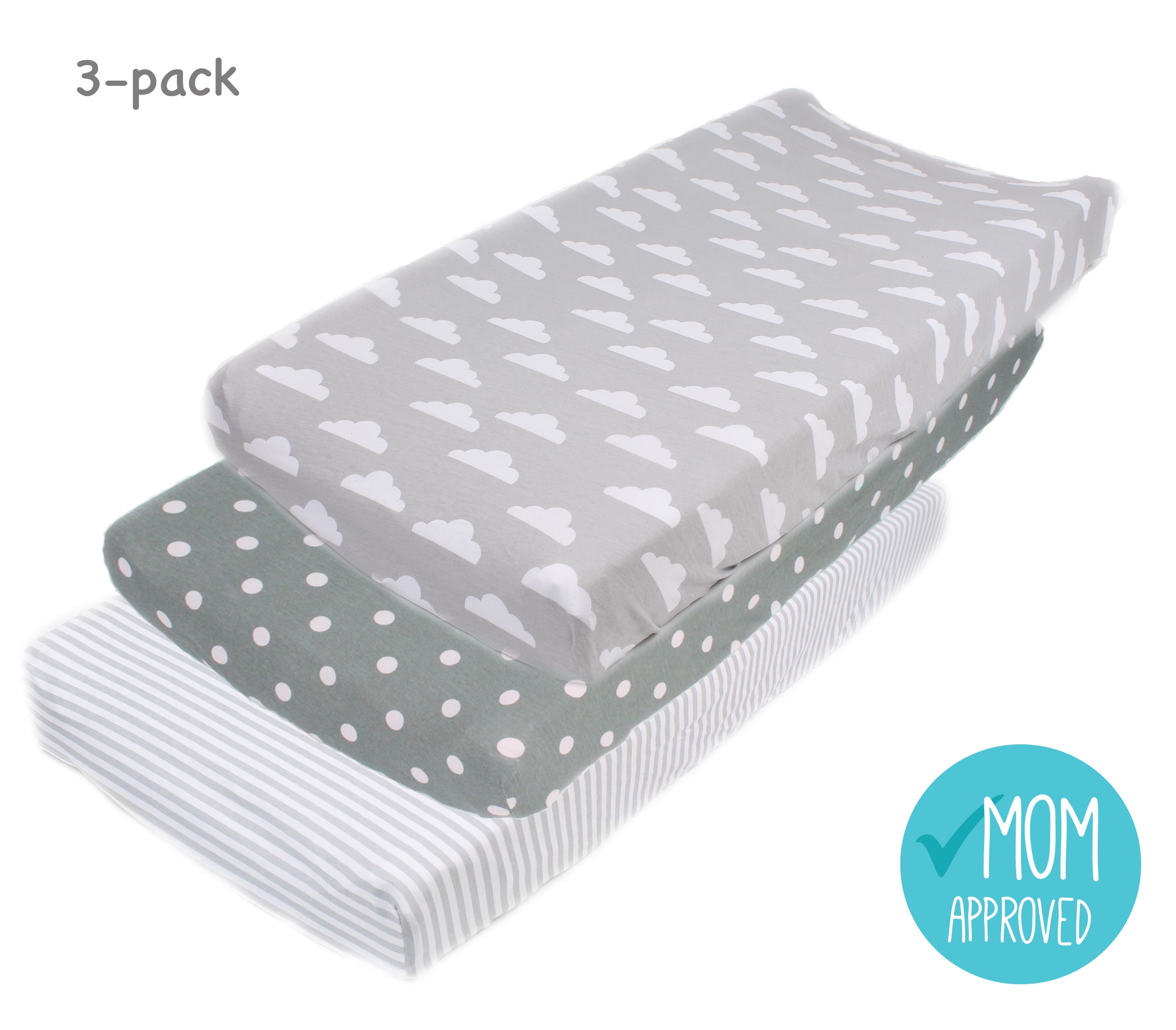 Waterproof Changing Pad Cover Set I Taupe Stripes