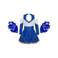 thumbnail image 2 of CHICTRY Girls Halloween Dress Up Costume Off-Shoulder Sequins Dress with Pompoms Carnival Party Cheerleading Outfit Royal Blue 16, 2 of 5