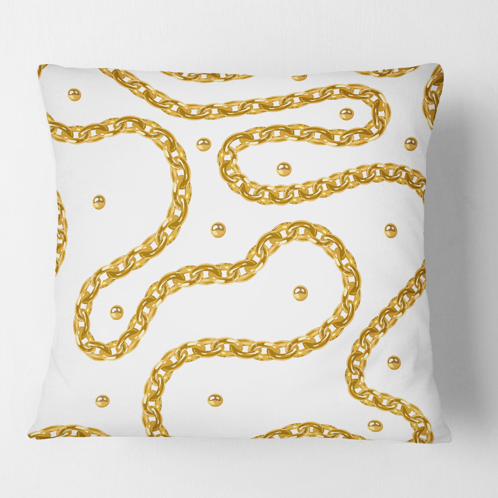 Designart Golden Chain Necklace' Mid-Century Modern Throw Pillow - 18x18