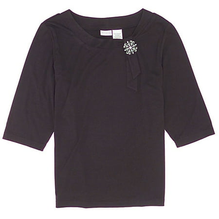 White Stag - Women's Plus Ballerina Neck Brooch Top