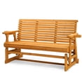 thumbnail image 2 of Ktaxon Outdoor Patio Glider Bench 3 Person Wooden Swing Seat with Cup Holders, 60.4in, Teak, 2 of 9