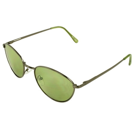 Retro Oval Fashion Sunglasses Black Frame Green Lenses for Women and Men
