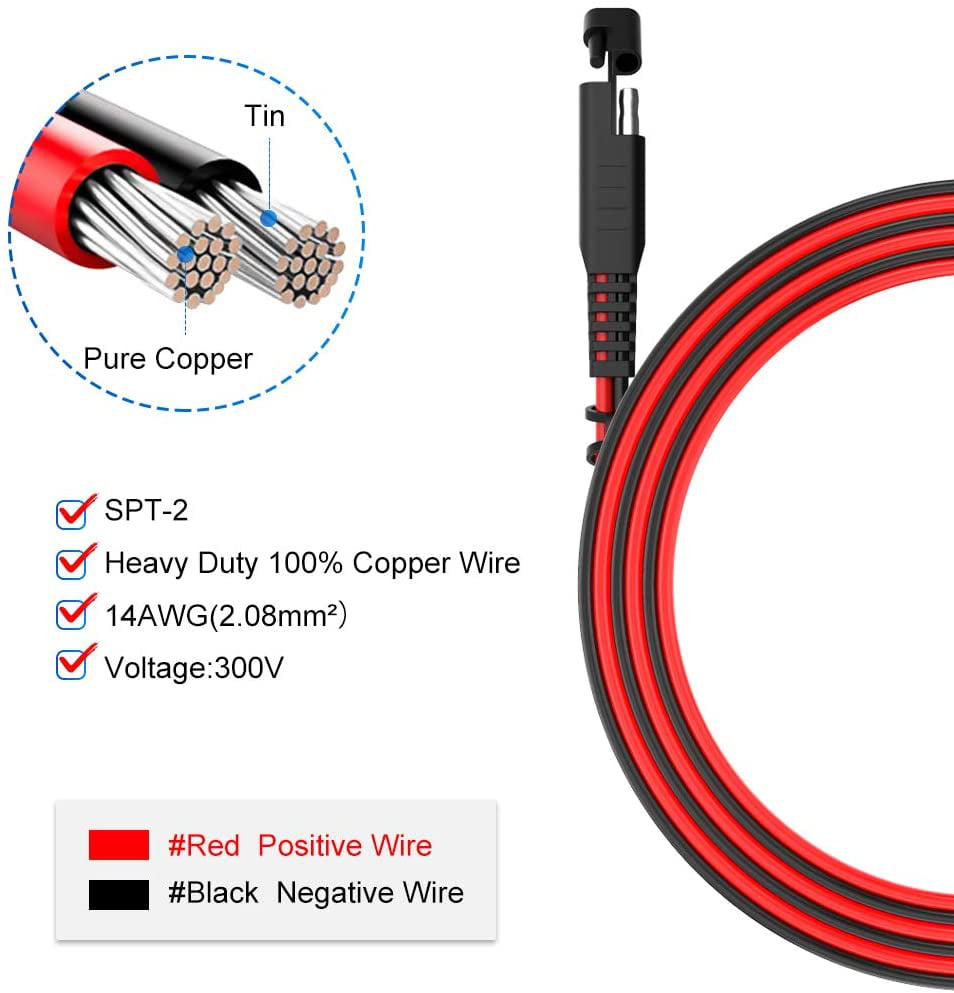 Electop 15Feet SAE to SAE Extension Cable Quick Connect Disconnect SAE Power Co 