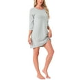 thumbnail image 2 of INSPIRE CHIC Womens Sleepwear Cotton Stripe 3/4 Sleeve Round Neck Midi Contrast Color Soft Sleepdress Nightgown XS Gray, 2 of 6