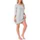 thumbnail image 2 of INSPIRAR CHIC Ropa de dormir para mujeres, vestido de noche de algodón a rayas con mangas 3/4, cuello redondo, midi, color contrastante, suave, talla XL, gris, 2 of 6