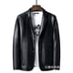 thumbnail image 5 of Chaqueta de cuero PU para hombre, chaqueta ajustada con cuello de traje para motocicleta, estilo coreano a la moda, suaviza tu silueta, novedad de 2023, 5 of 5