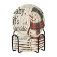 thumbnail image 2 of BZSMCE 6Pcs Drink Coasters With Holder 3.94Inch Adorable Snowman Playing in Forest Creative Coil Coaster Coasters Colors Absorbent Coasters for Drinks Coasters Set Thicken Heat for Home Table, 2 of 7