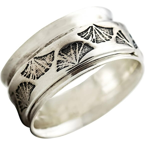 Energy Stone GINKGO HEALER Sterling Silver Meditation Spinner Ring (6)