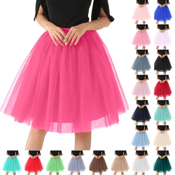 FRSASU Women's Tutu Skirts High Waisted Knee Length Layered Party Midi Skirt Plus Size Tulle Dress Outfits Yellow