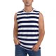 thumbnail image 1 of Fotbe Navy Blue And White Stripes Men's Camiseta sin Mangas Estampada para Hombres, Playera Casual para Gimnasio, Entrenamiento, Playa-Medium, 1 of 7