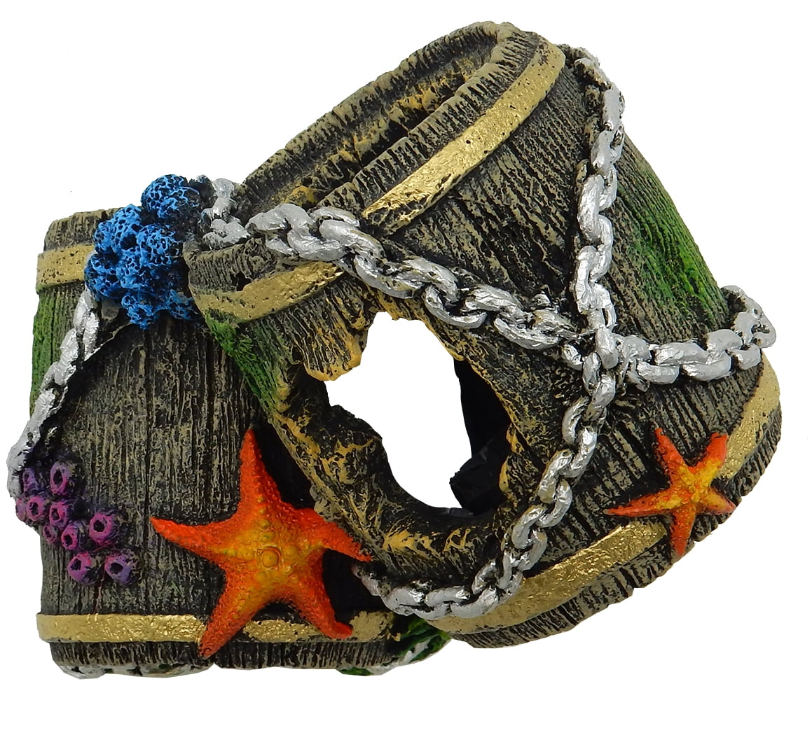 Aqua Culture Barrel Aquarium Ornament - Multicolor